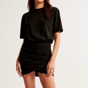 Abercrombie Ruched Knit Mini Dress Black